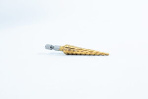 A Drill Bit for holes size 3mm–12mm, Titanium Coated with size markings, is shown lying on a plain white background.