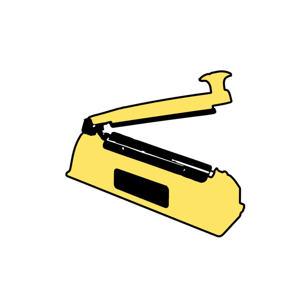 Considerations Before Purchasing a Heat Sealer in Australia 5 Yellow impulse heat sealer with an open arm, used for sealing plastic bags, on a white background.