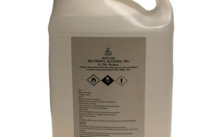 Isopropyl alcohol 70% - 5 Litre (Collection only) container with a red cap and warning labels on the front.