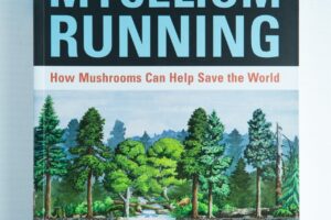 The cover of "Mycelium Running: How Mushrooms Can Help Save the World" by Paul Stamets features a forest and mushrooms—an essential mycology book for enthusiasts.