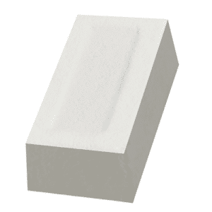 A rectangular white brick with a smooth surface on a plain background.