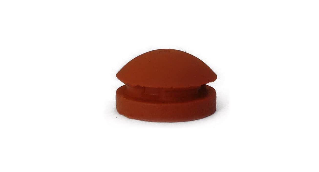 The All American rubber overpressure plug for steriliser, part 1010, is a small, round orange plug with a dome-shaped top, designed for use as an overpressure plug for sterilisers.