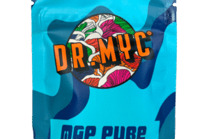 DRMyc MGP Pure - Gourmet/Medicinal Mushroom Growth Promoter features blue packaging and a colourful mushroom illustration in the logo.