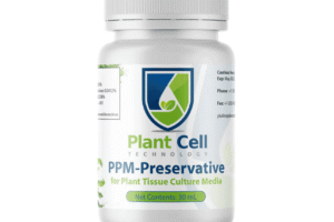 White bottle labelled Plant Cell Plant Preservative Mixture (PPM™), 30 mL, for Plant Tissue Culture Media by Plant Cell Technology.