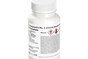 White plastic bottle labelled Plant Cell Hoagland's No. 2 Basal Salt Mixture, with warning symbols—ideal for precise plant cell culture applications.