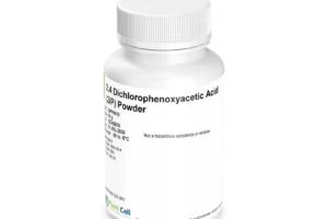 White bottle labelled Plant Cell Thidiazuron Solution (TDZ) 100 ml (Copy) on a plain background. Often used with Dichlorophenoxyacetic Acid (2,4-D) Powder in plant tissue culture applications.