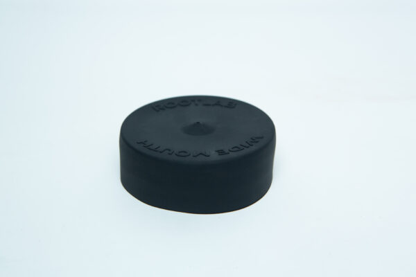 A black silicone Kilner Jar Lid Cover for wide-neck jars, autoclavable with embossed text, is shown on a plain white background.